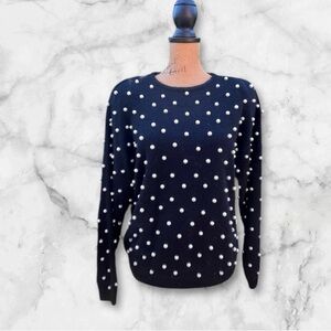 Michelle Stuart Black Sweater with Pearl Accents